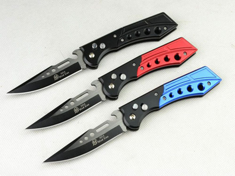 3PCS Camping/Hunting Outdoor 54HRC Aluminum Alloy Folding Blade Knives Liner Lock Red Black Blue