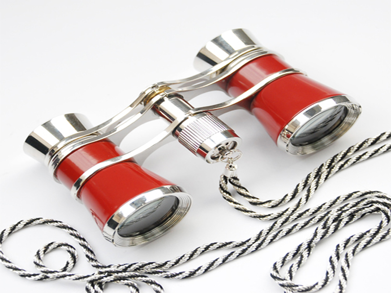 3x25 Theater Glasses Brass Binoculars Red Antique-Style