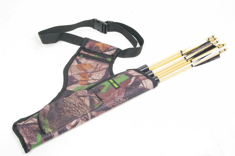 Training Outdoor Camo Archery Arrow 3-Tube Forest Hunting Belt Holder Quiver Bag