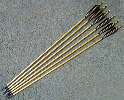6X Tradition hunting arrowhead Wooden Arrow Black Turkeys Feather for longbow