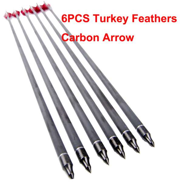 Carbon Arrows Shaft Streamlined RED 5 inch Shield Turkey Feathers For Longbow