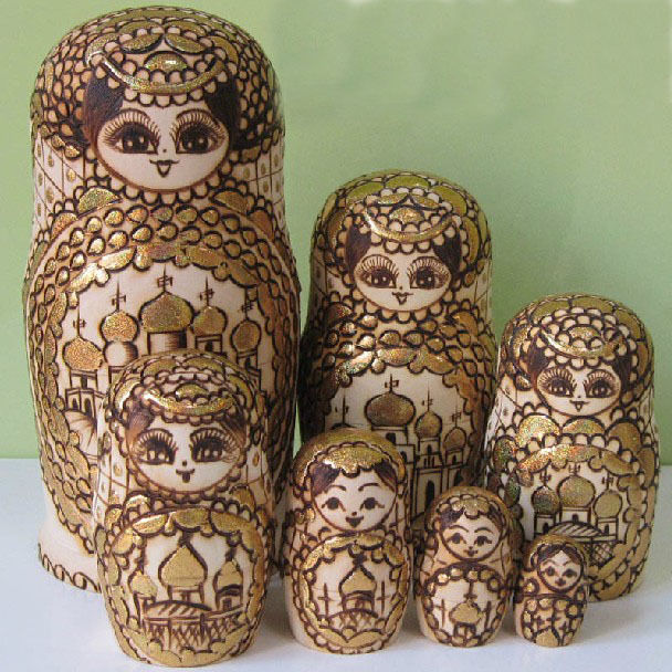 Popular Set of 7pc Russian Nesting Dolls Authentic Handmade Russian Matryoshka