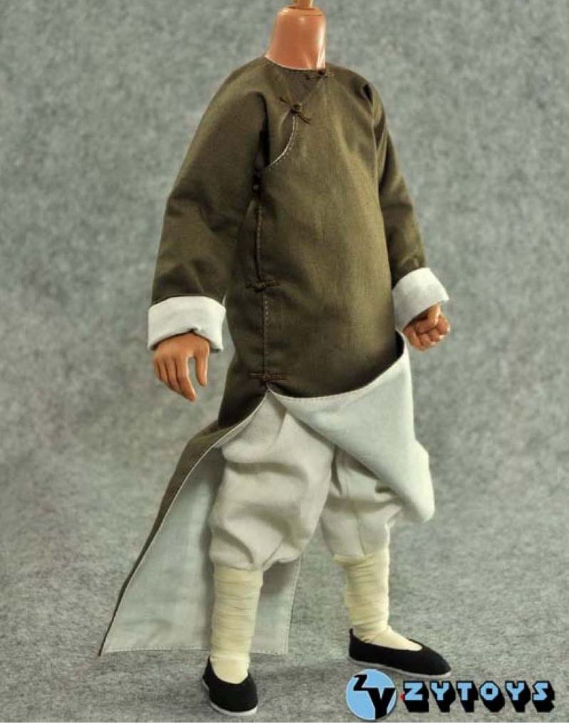 ZY TOYS 1/6 Chinese Kung Fu Costume Outfits: Grey Long 